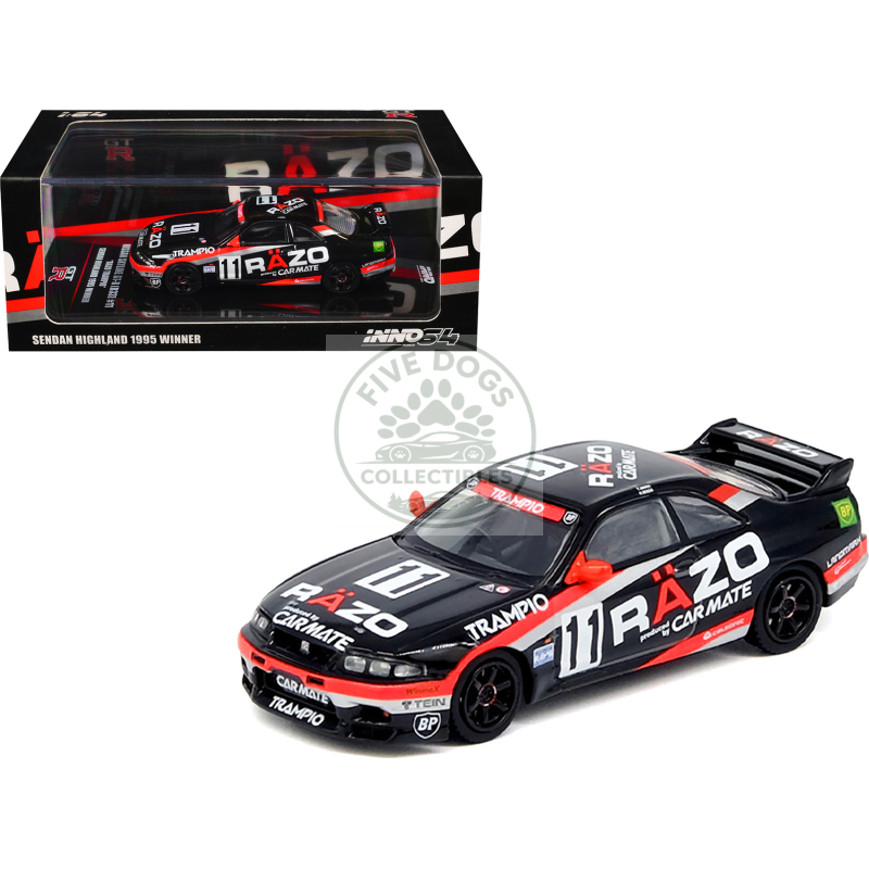 nissan skyline gt r (r33) rhd (right hand drive) #11 "razo trampio" n1 super endurance series "sedan highland" (1995) 1/64 diecast model car by inno models