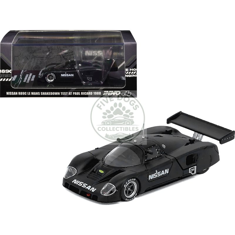 nissan r89c matt black "le mans shakedown test at paul ricard 1988" 1/64 diecast model car by inno models