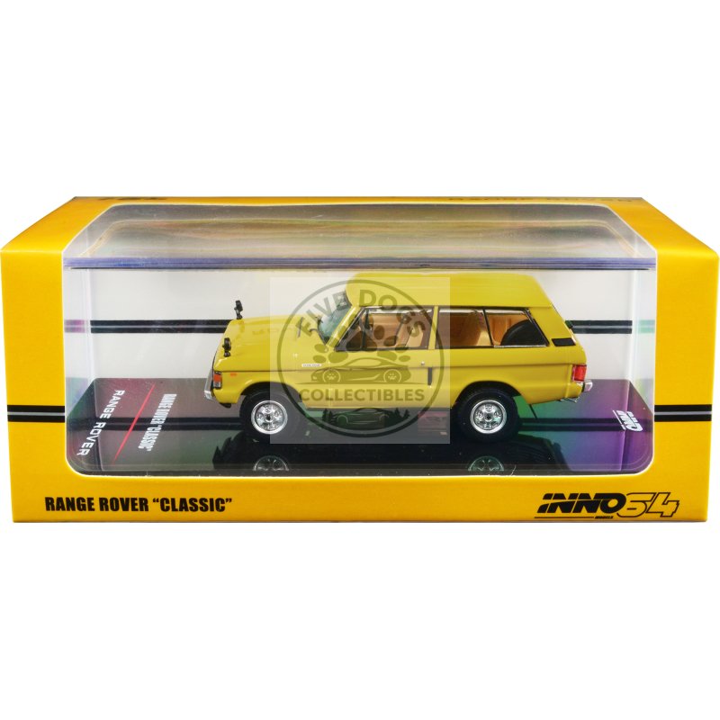 land rover "classic" rhd (right hand drive) sanglow yellow 1/64 diecast model car by inno models
