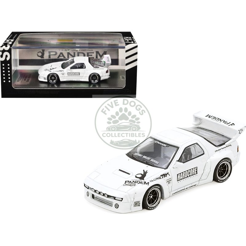mazda rx7 (fc3s) "pandem aero" widebody kit white with graphics 1/64 diecast model car by inno models