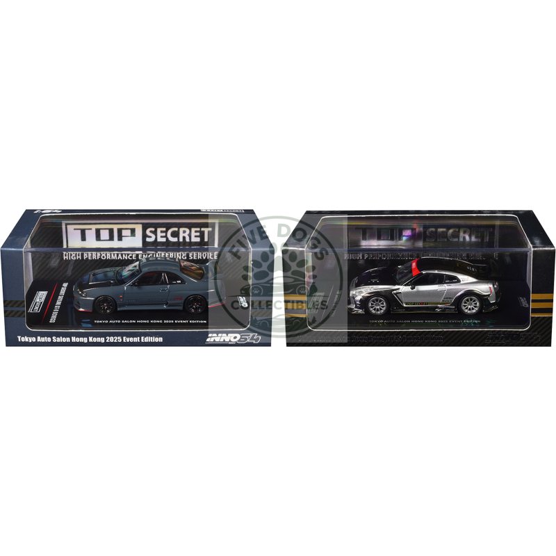 nissan top secret "tokyo auto salon hong kong 2025 event edition" set of 2 pieces 1/64 diecast model car by inno models