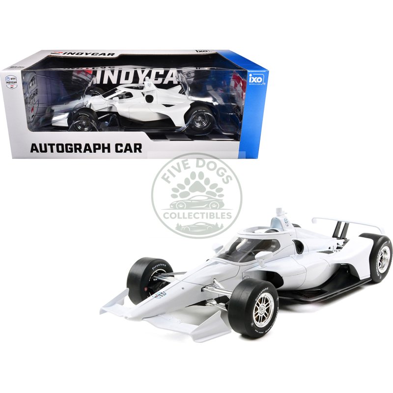 dallara indycar blank white "autograph car" (super speedway configuration) "ntt indycar series" 1/18 diecast model car by ixo models