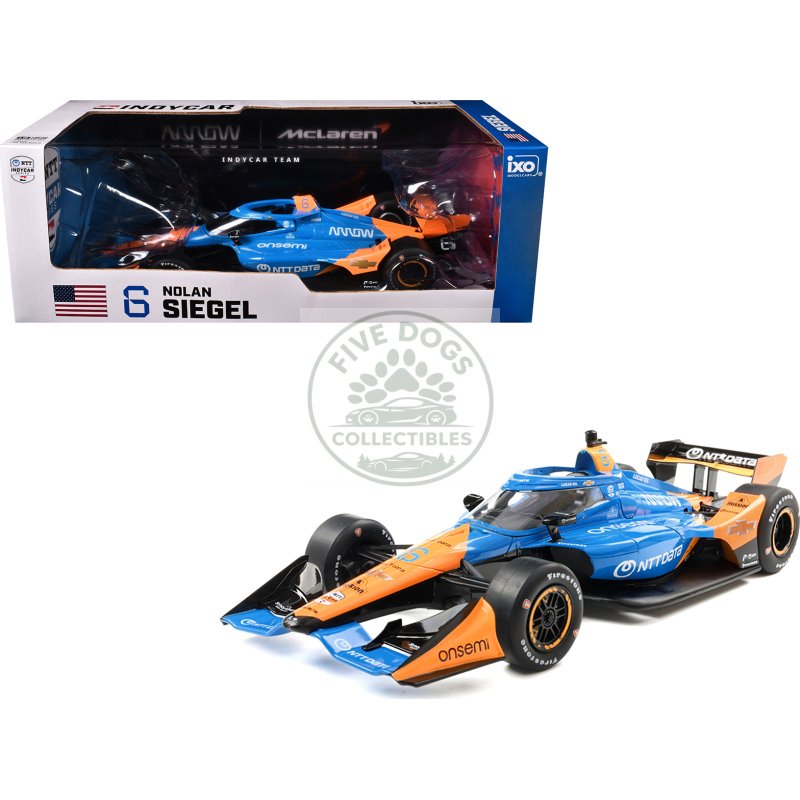 dallara indycar #6 nolan siegel "ntt data" arrow mclaren (road course configuration) "ntt indycar series" (2025) 1/18 diecast model car by ixo models