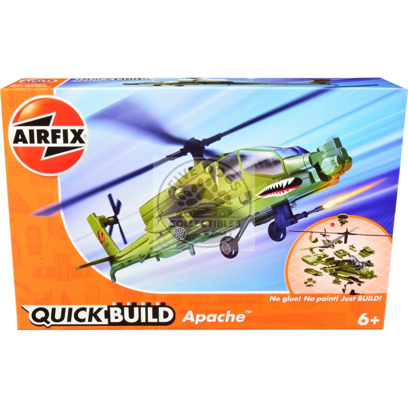 skill 1 model kit apache snap together painted plastic model helicopter kit by airfix quickbuild