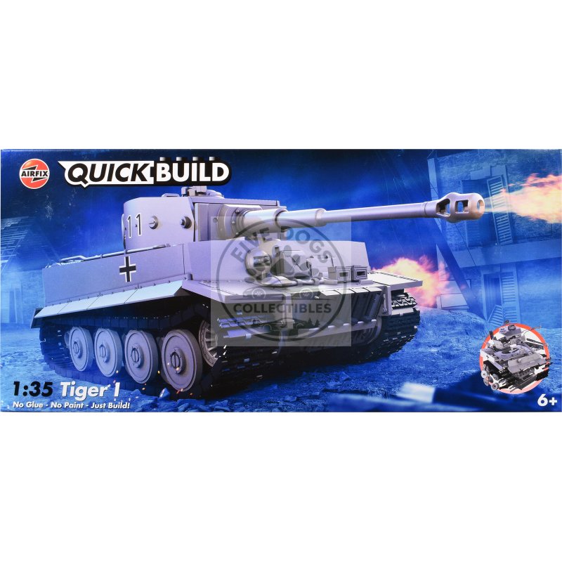 skill 1 model kit tiger i tank "german army" snap together painted plastic model tank kit 1/35 scale by airfix quickbuild