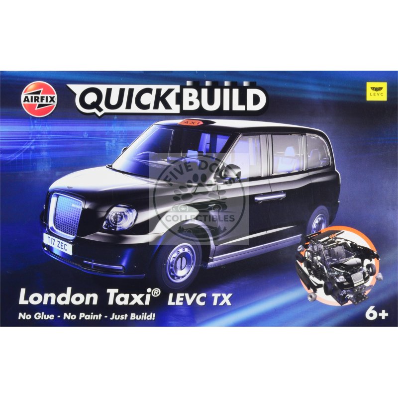 skill 1 model kit london taxi levc tx black snap together painted plastic model car kit by airfix quickbuild