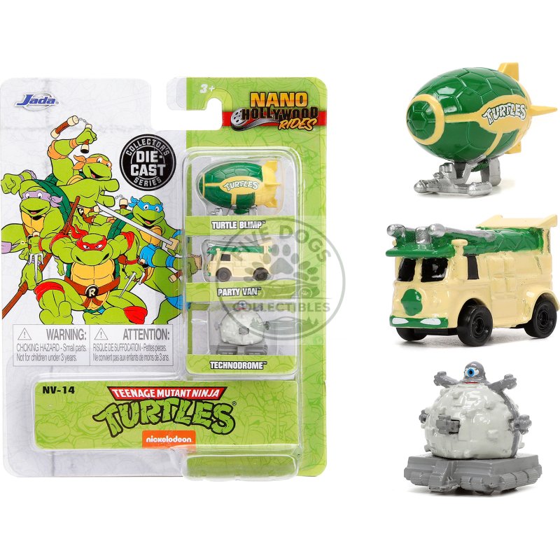 "teenage mutant ninja turtles" 3 piece set "nickelodeon" "nano hollywood rides" series diecast model cars by jada