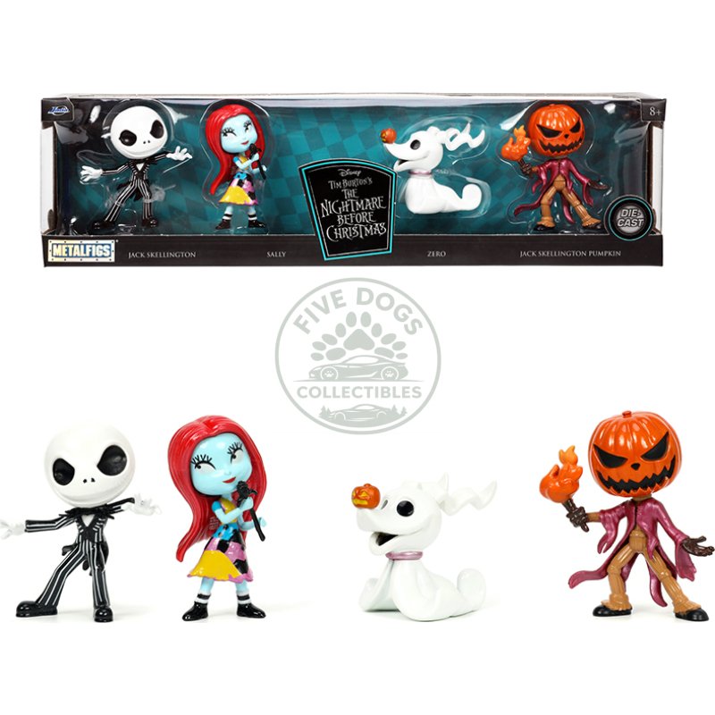 set of 4 diecast figurines (2.5") tim burton's "the nightmare before christmas" "metalfigs" series by jada