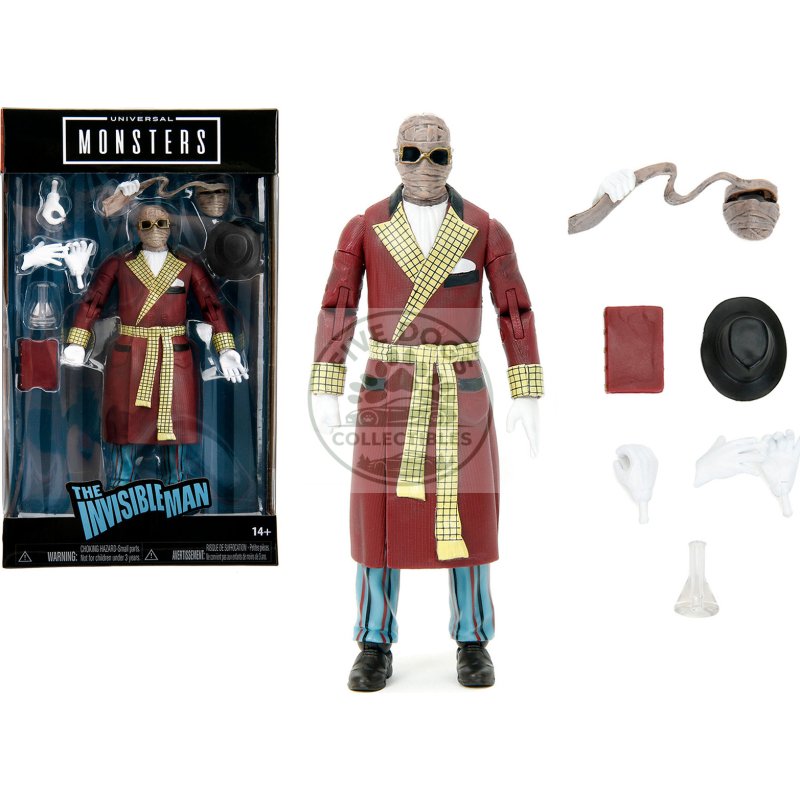 the invisible man 6" moveable figure with accessories and alternate head and hands "universal monsters" series by jada
