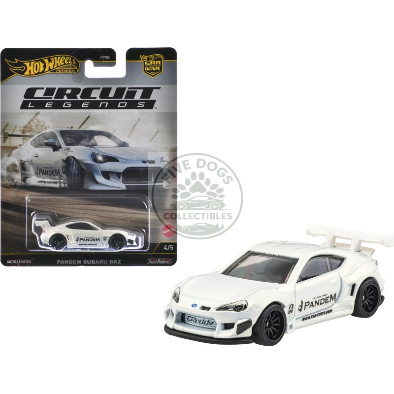 subaru brz pandem rhd (right hand drive) white metallic "circuit legends" series diecast model car by hot wheels
