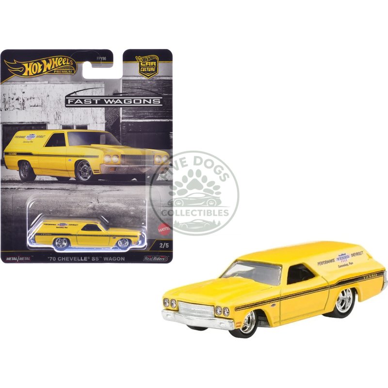 1970 chevrolet chevelle ss wagon "yenko" yellow "fast wagons" series diecast model car by hot wheels