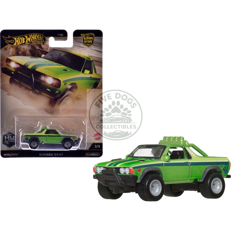 subaru brat utility truck green metallic with stripes "hw off road" series diecast model car by hot wheels