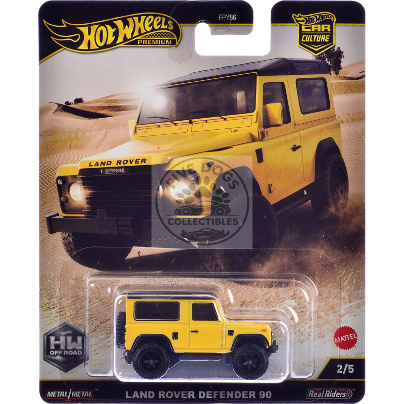 land rover defender 90 yellow with black top "hw off road" series diecast model car by hot wheels