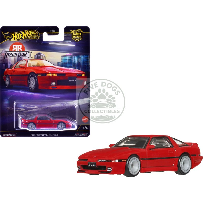 1989 toyota supra rhd (right hand drive) red "ronin run ii" series diecast model car by hot wheels