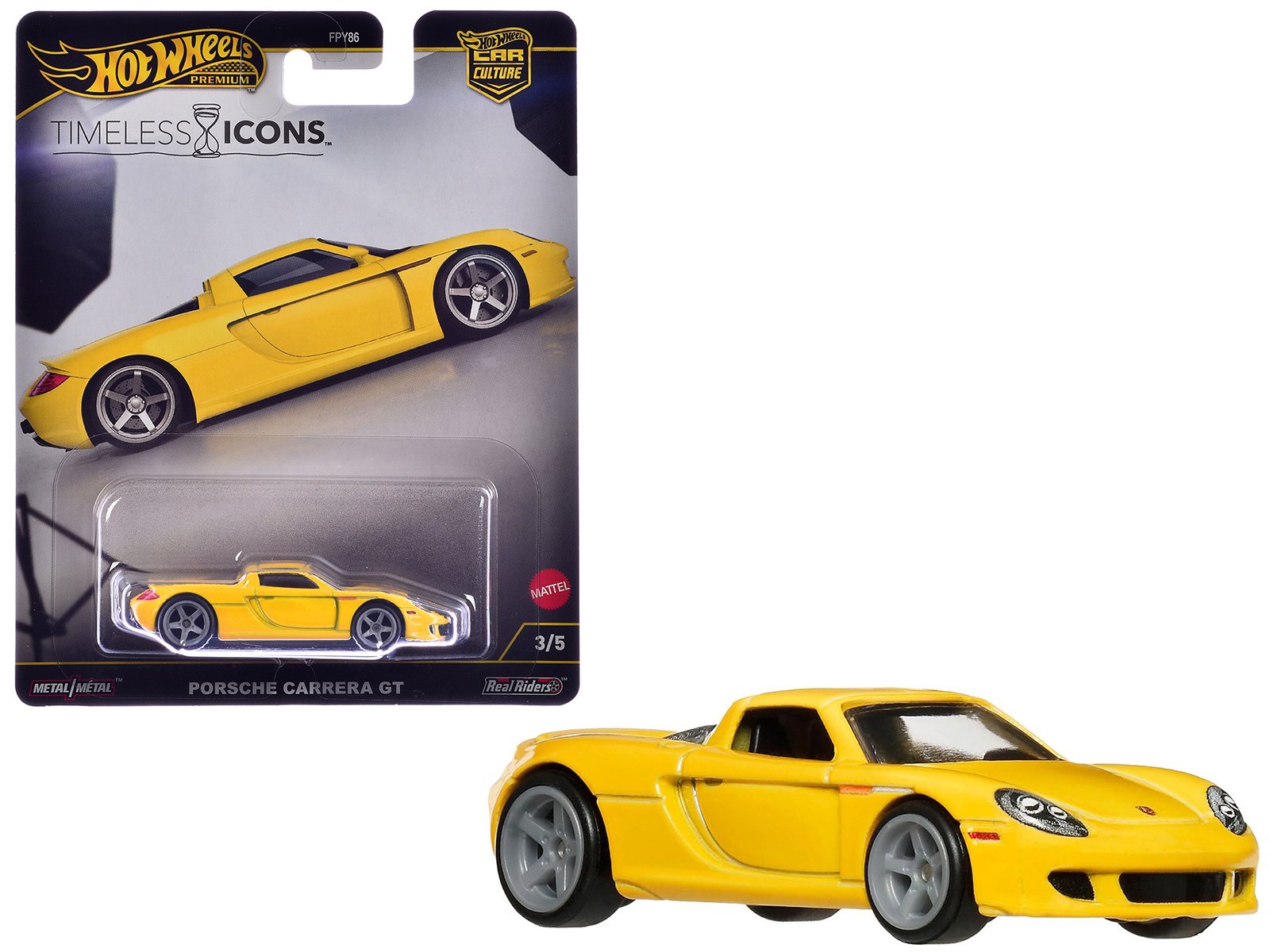 porsche carrera gt yellow "timeless icons" series diecast model car by hot wheels porsche carrera gt yellow "timeless icons" series diecast model car by hot wheels