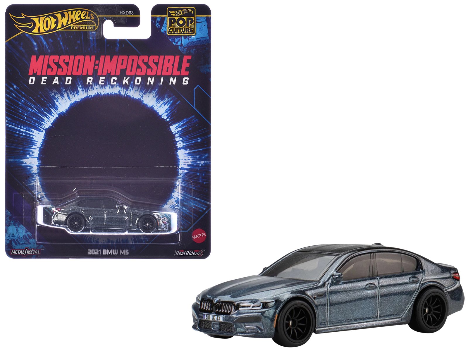2021 bmw m5 gray metallic with black top "mission: impossible – dead reckoning" (2023) movie "pop culture" series diecast model car by hot wheels 2021 bmw m5 gray metallic with black top "mission: impossible – dead reckoning" (2023) movie "pop culture" series diecast model car by hot wheels