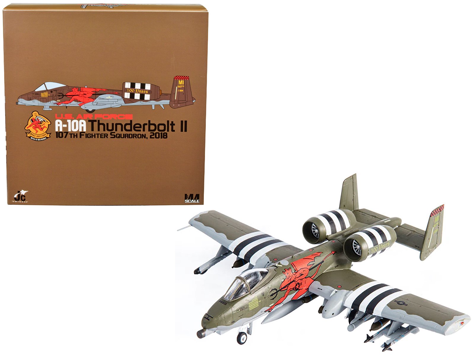 fairchild republic a 10a thunderbolt ii aircraft "us air force 107th fighter squadron 100th anniversary edition" (2018) 1/144 diecast model by jc wings fairchild republic a 10a thunderbolt ii aircraft "us air force 107th fighter squadron 100th anniversary edition" (2018) 1/144 diecast model by jc wings