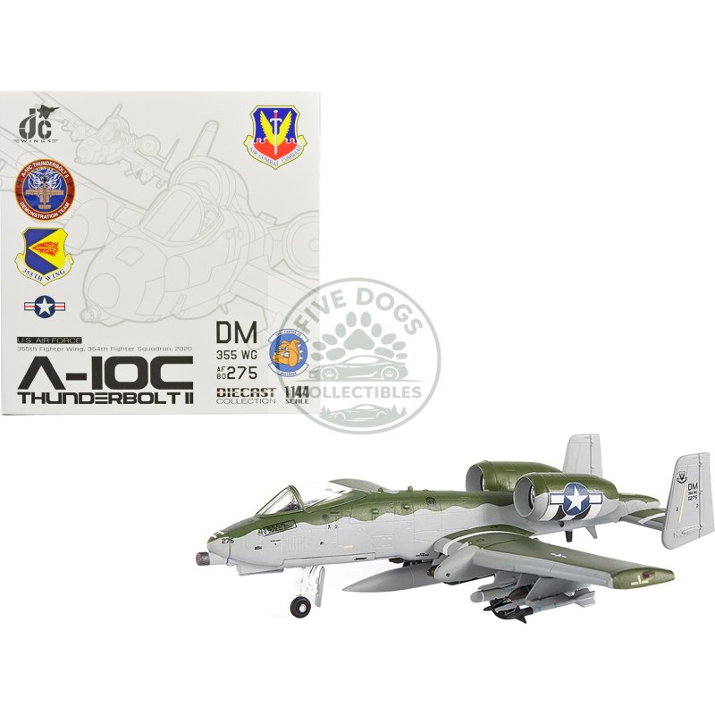fairchild republic a 10c thunderbolt ii attack aircraft "355th fighter wing 354th fighter squadron bulldogs" (2020) united states air force 1/144 diecast model by jc wings