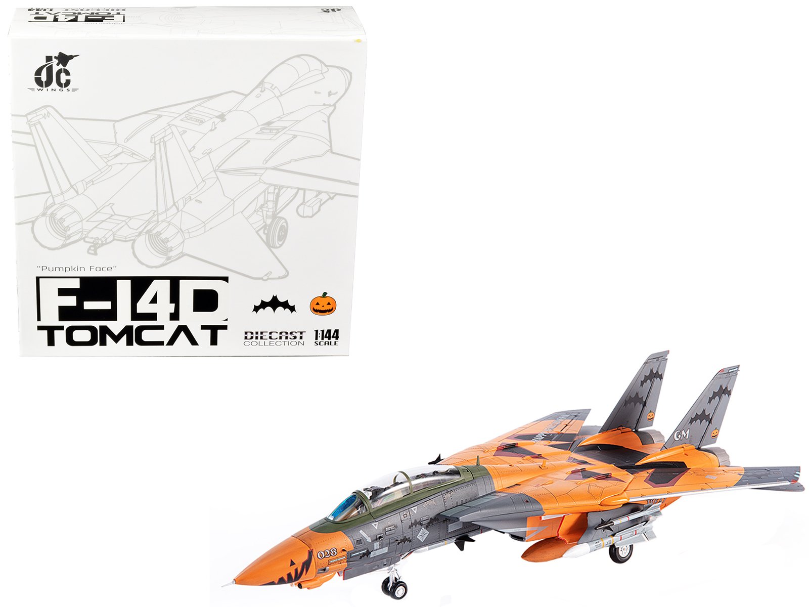 grumman f 14d tomcat fighter plane ace combat "pumpkin face" 1/144 diecast model by jc wings grumman f 14d tomcat fighter plane ace combat "pumpkin face" 1/144 diecast model by jc wings