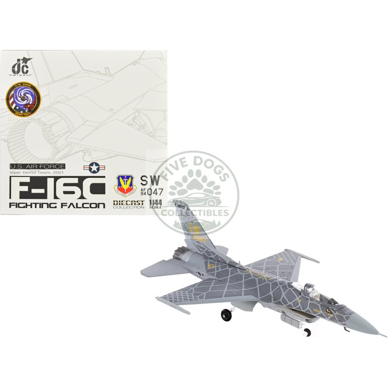 lockheed martin f 16c fighting falcon fighter aircraft "viper demo team" (2021) united states air force 1/144 diecast model by jc wings