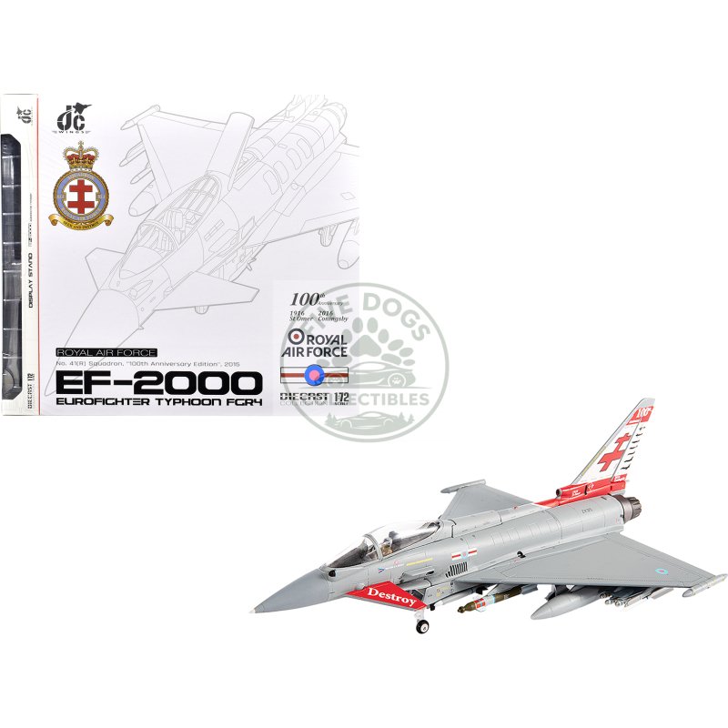 eurofighter typhoon fgr4 ef 2000 aircraft "no.41(r) squadron 100th anniversary" (2016) british royal air force 1/72 diecast model by jc wings