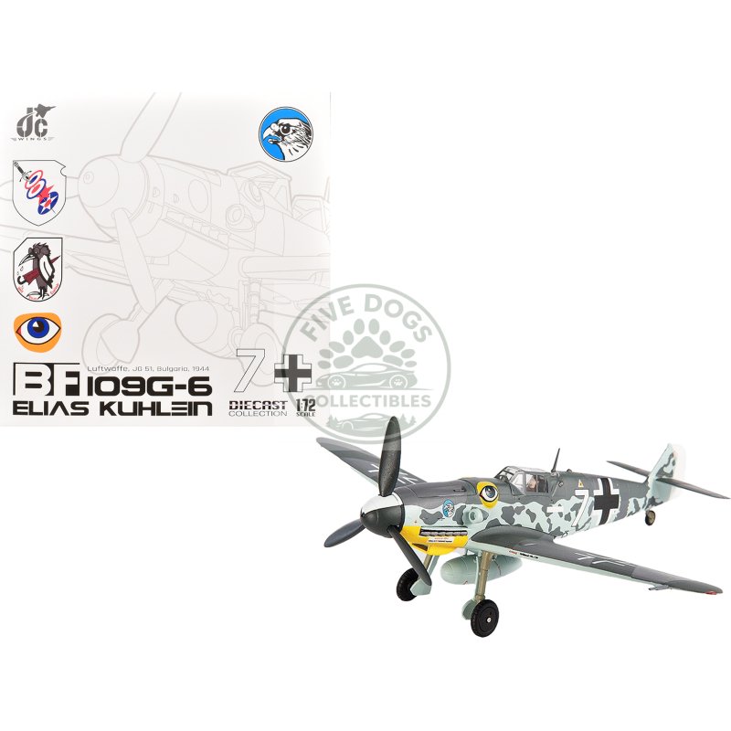 messerschmitt bf 109g 6 fighter aircraft "jg 51 bulgaria" (1944) german luftwaffe 1/72 die cast model by jc wings