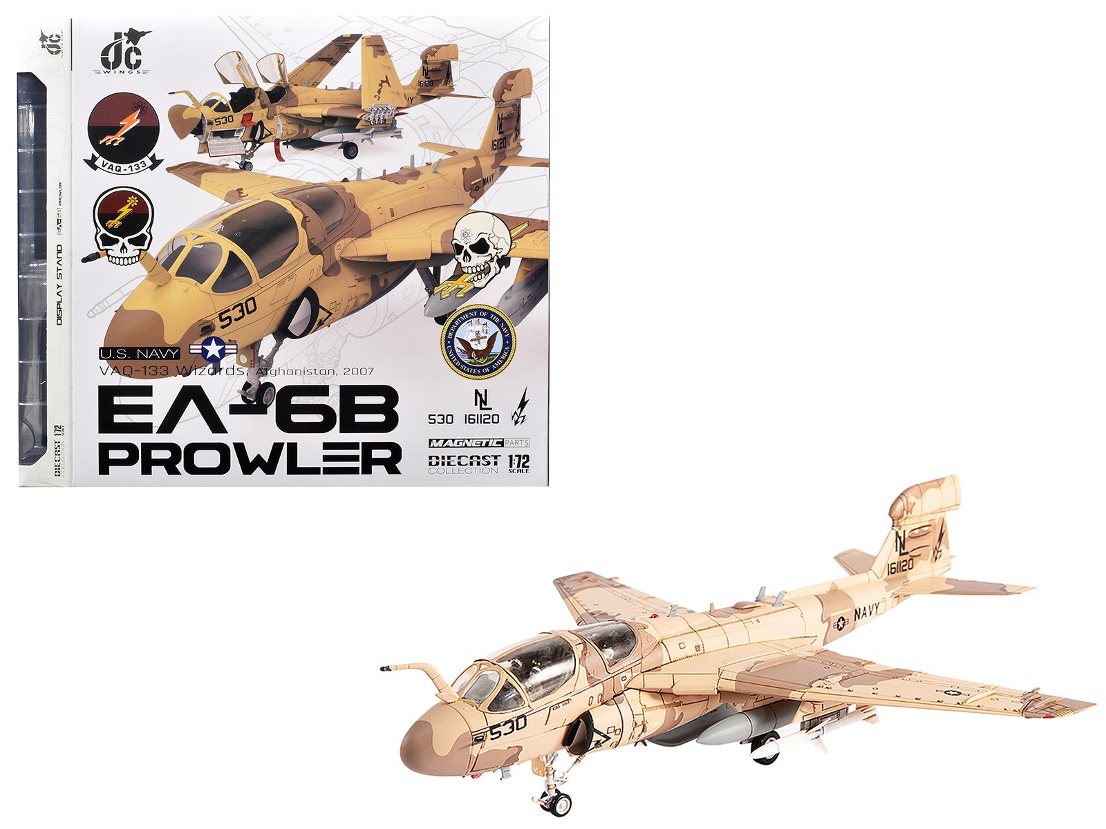 grumman ea 6b prowler attack aircraft "vaq 133 wizards afghanistan" (2007) united states navy 1/72 diecast model by jc wings grumman ea 6b prowler attack aircraft "vaq 133 wizards afghanistan" (2007) united states navy 1/72 diecast model by jc wings