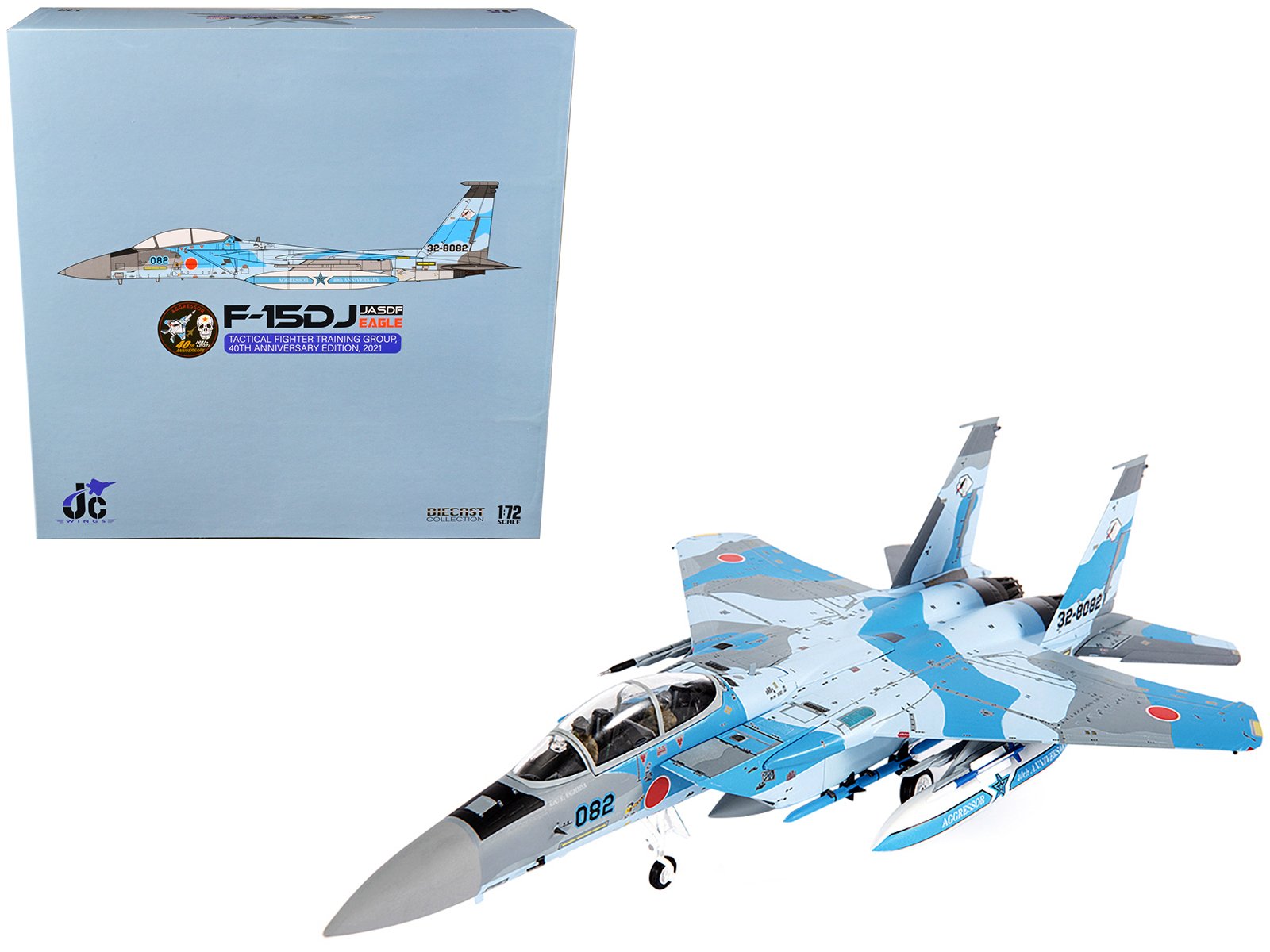 mitsubishi f 15dj eagle fighter plane "jasdf (japan air self defense force) tactical fighter training group 40th anniversary edition" (2021) 1/72 diecast model by jc wings mitsubishi f 15dj eagle fighter plane "jasdf (japan air self defense force) tactical fighter training group 40th anniversary edition" (2021) 1/72 diecast model by jc wings