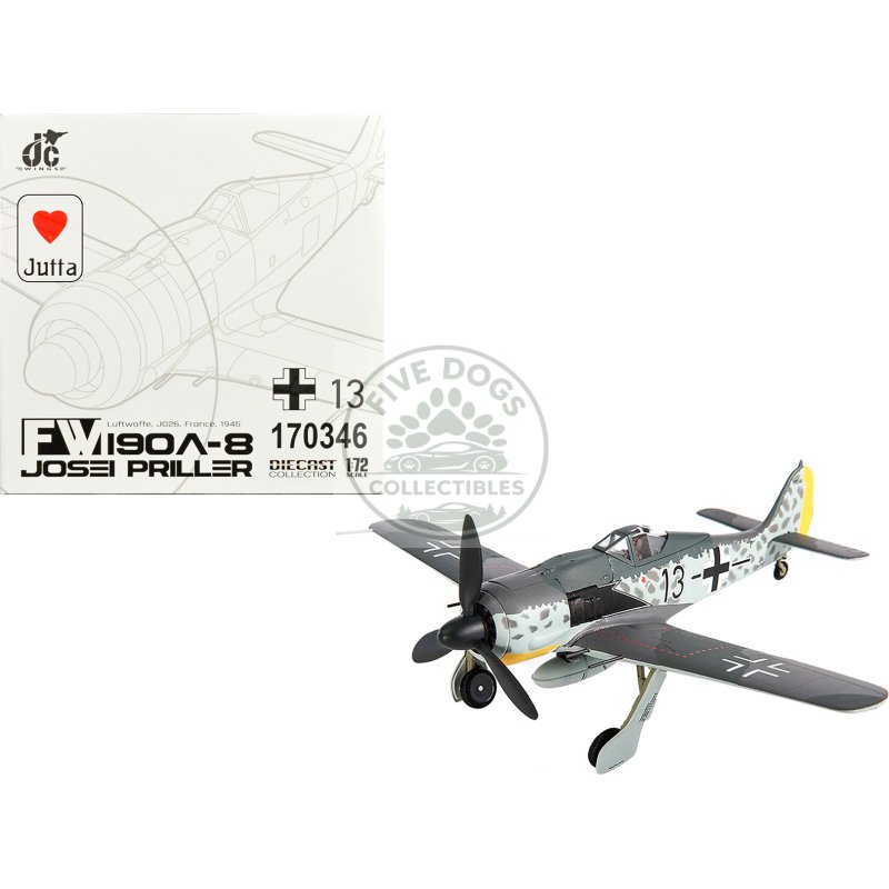 focke wulf fw 190a 8 fighter aircraft "jg 26 schlageter france" (1945) german luftwaffe 1/72 diecast model by jc wings