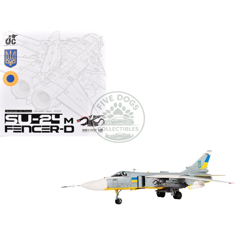 sukhoi su 24m fencer d bomber aircraft "ukraine war" (2023) ukrainian air force 1/72 diecast model by jc wings