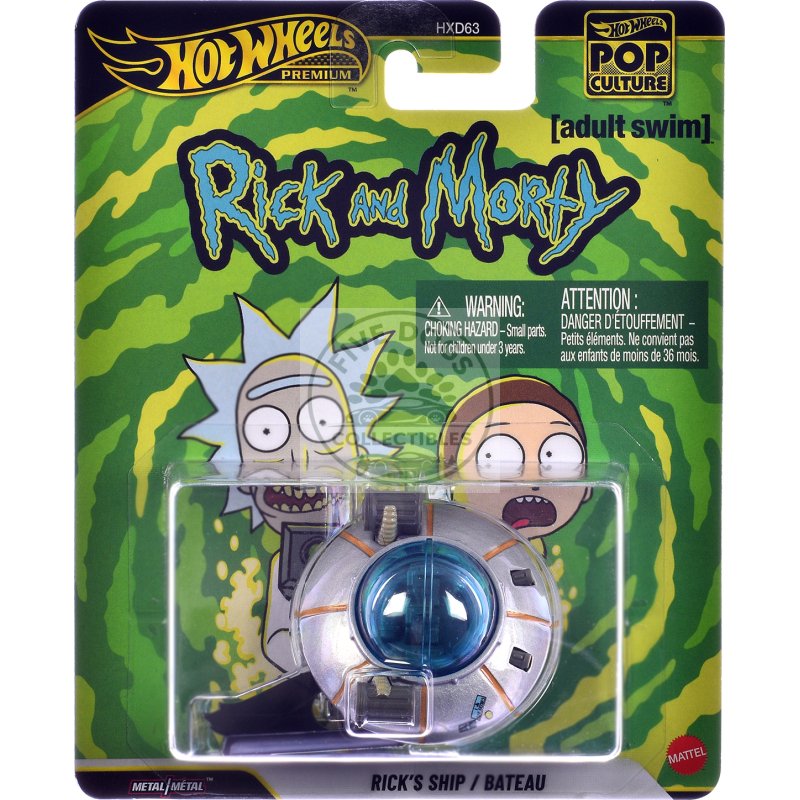 rick's ship silver "rick and morty" (2013 current) tv series "pop culture" series diecast model car by hot wheels