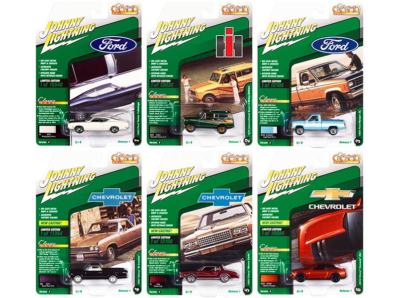 "classic gold collection" 2022 set a of 6 cars release 1 1/64 diecast model cars by johnny lightning "classic gold collection" 2022 set a of 6 cars release 1 1/64 diecast model cars by johnny lightning
