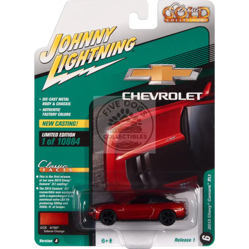 johnny lightning classic gold 2013 chevy camaro zl1