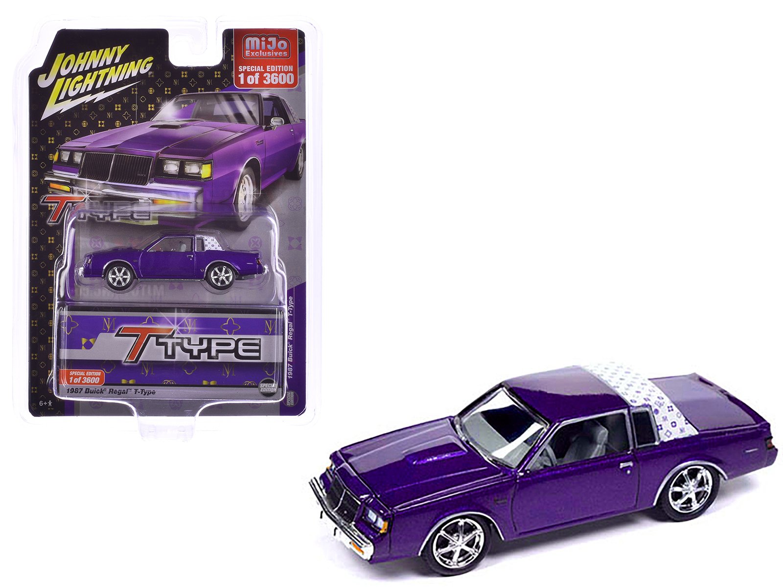 1987 buick regal t type purple metallic limited edition to 3600 pieces worldwide 1/64 diecast model car by johnny lightning 1987 buick regal t type purple metallic limited edition to 3600 pieces worldwide 1/64 diecast model car by johnny lightning