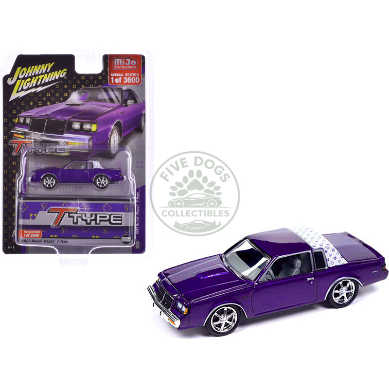 1987 buick regal t type purple metallic limited edition to 3600 pieces worldwide 1/64 diecast model car by johnny lightning
