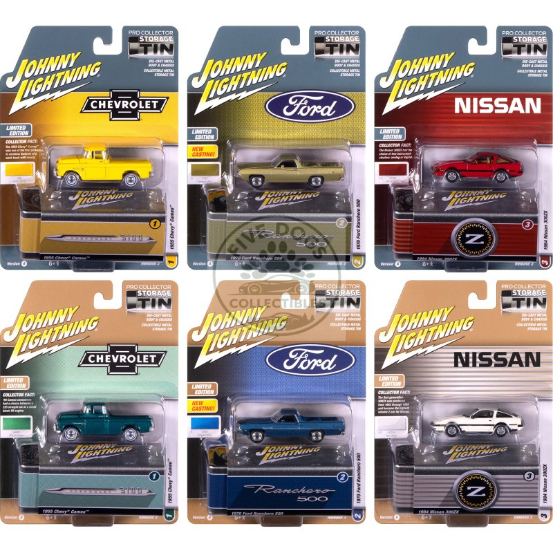 johnny lightning collector's tin 2025 set of 6 cars release 3 limited edition 1/64 diecast model cars by johnny lightning