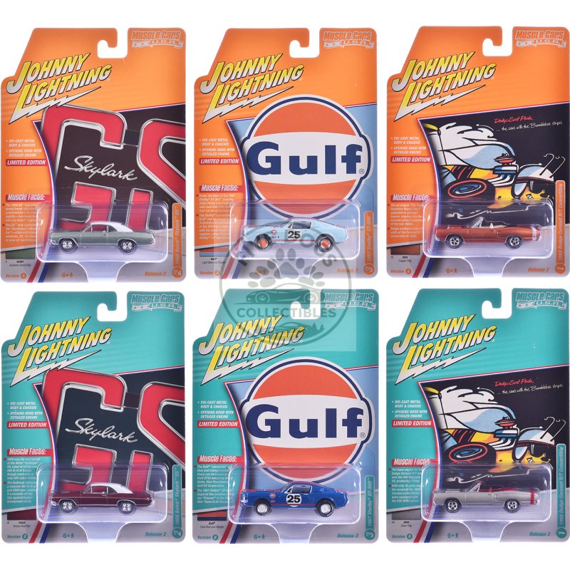 "muscle cars usa" 2025 release 2 set of 6 pieces 1/64 diecast model cars by johnny lightning