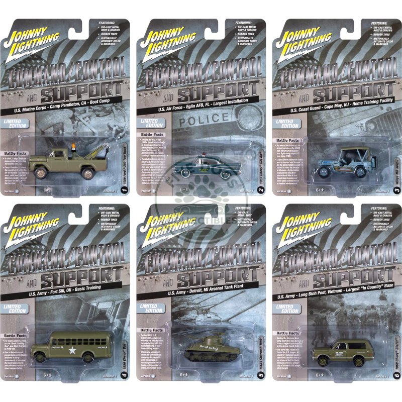 "military" set b of 6 pieces 2024 release 2 limited edition diecast models by johnny lightning