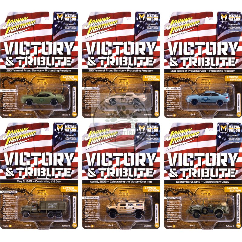 "military" set b of 6 pieces 2025 release 1 limited edition diecast models by johnny lightning