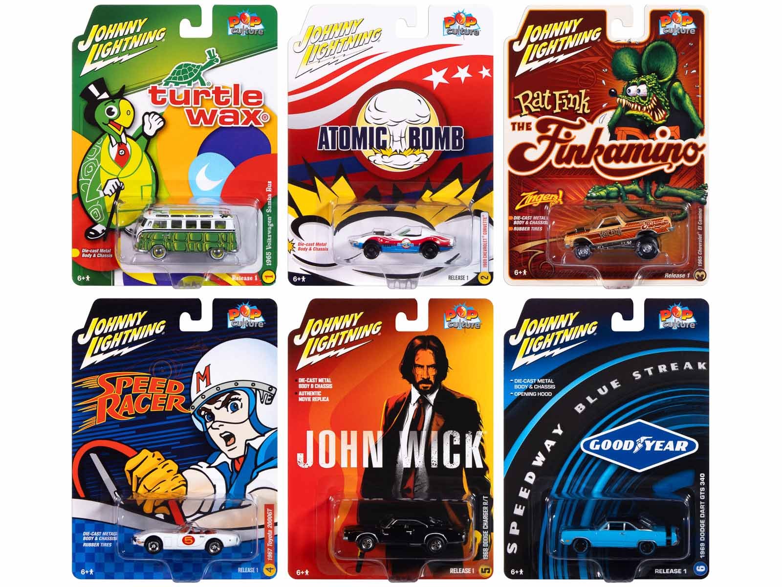 pop culture 2025 set of 6 cars release 1 1/64 diecast model cars by johnny lightning pop culture 2025 set of 6 cars release 1 1/64 diecast model cars by johnny lightning