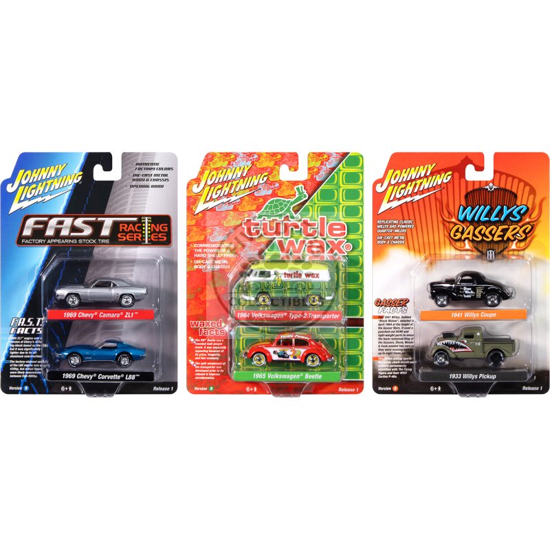 johnny lightning "2 packs" 2024 release 1 set b of 6 pieces 1/64 diecast model cars by johnny lightning