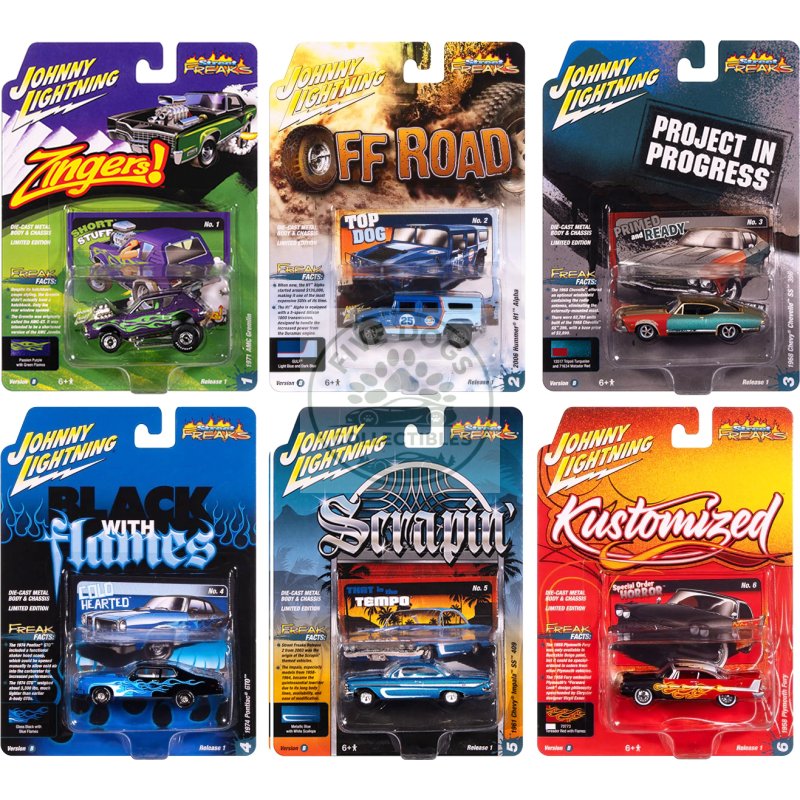 "street freaks" 2025 release 1 set b of 6 cars 1/64 diecast model cars by johnny lightning