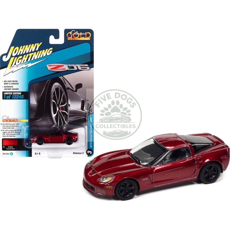 2012 chevrolet corvette z06 crystal red metallic "classic gold collection" series limited edition to 12240 pieces worldwide 1/64 diecast model car by johnny lightning