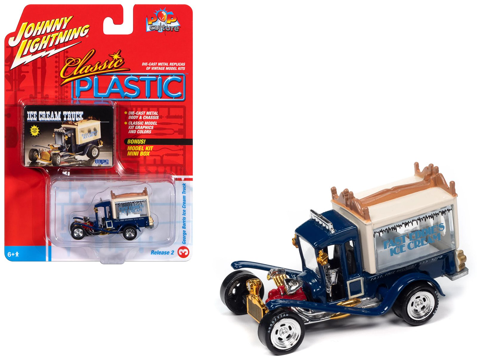george barris ice cream truck blue "classic plastic" "pop culture" 2024 release 2 1/64 diecast model car by johnny lightning george barris ice cream truck blue "classic plastic" "pop culture" 2024 release 2 1/64 diecast model car by johnny lightning