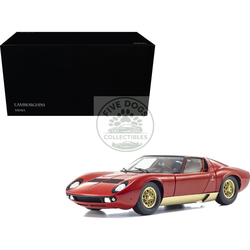 lamborghini miura p 400 red with gold accents 1/18 diecast model car by kyosho