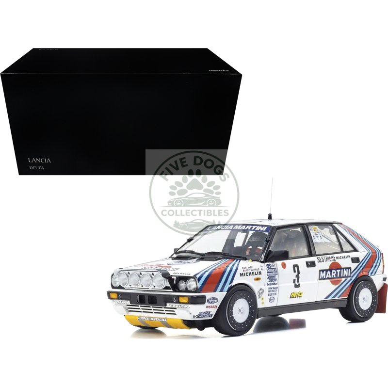 lancia delta hf 4wd #3 bruno saby jean francois fauchille "martini racing" winner "rally monte carlo" (1988) 1/18 diecast model car by kyosho