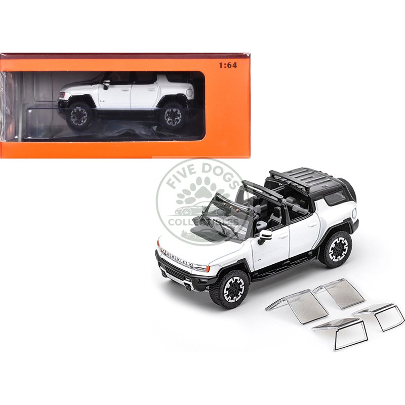 2023 gmc hummer ev suv white with black top 1/64 diecast model car by gcd