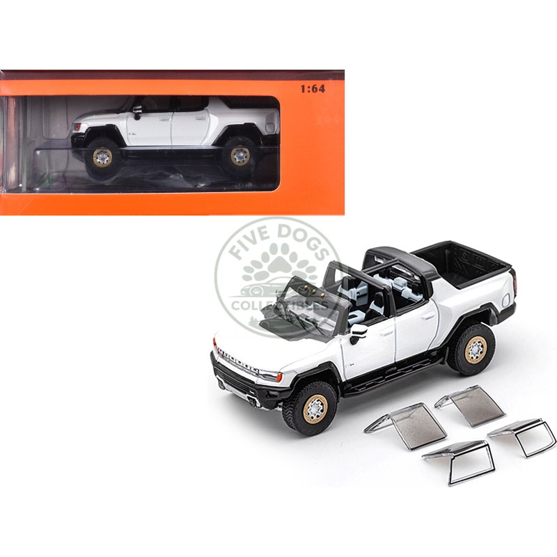 2022 gmc hummer ev pickup truck white 1/64 diecast model car by gcd