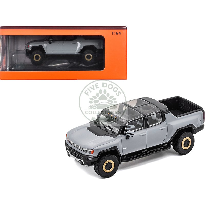 2022 gmc hummer ev pickup truck gray 1/64 diecast model car by gcd