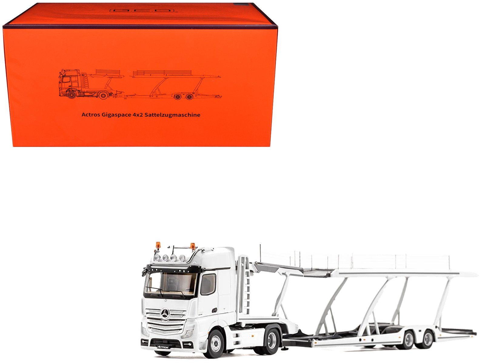 mercedes benz actros auto transporter white 1/64 diecast model by gcd mercedes benz actros auto transporter white 1/64 diecast model by gcd